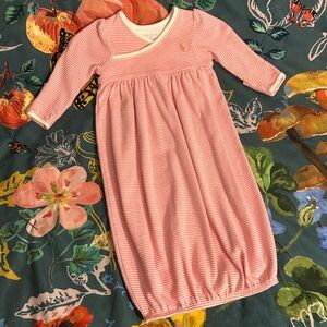 Ralph Lauren Striped Pink & White Gown Size 3 Months